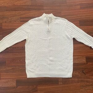 Blair 1/4 zip Ribbed Cable-knitSweater Women’s Medium Cream Cotton